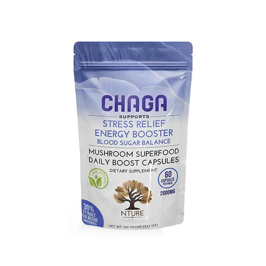 NTURE 2000mg Chaga Mushroom Capsules - 60 Caps - Nootropics & Supplements
