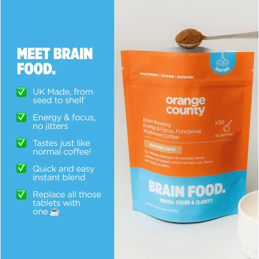 Orange County Focus & Energy Brain Food Mushroom Coffee Supplement (Sample Size) 42g - Nootropics & Supplements