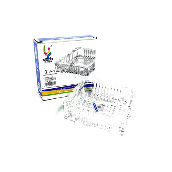 Qianli Natural Type Square Clear Glass Ash Tray- G1019-3 - Smoking Products