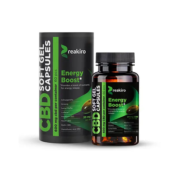 Reakiro 600mg CBD Full Spectrum Energy Boost Capsules - 60 Caps (BUY 1 GET 1 FREE) - CBD Products