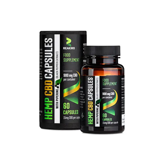 Reakiro 900mg CBD Full Spectrum Vegan Piperine Capsules - 60 Caps - CBD Products