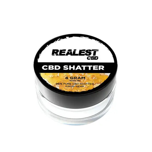 Jar of Realest CBD 4000mg Broad Spectrum CBD Shatter for wellness and relaxation