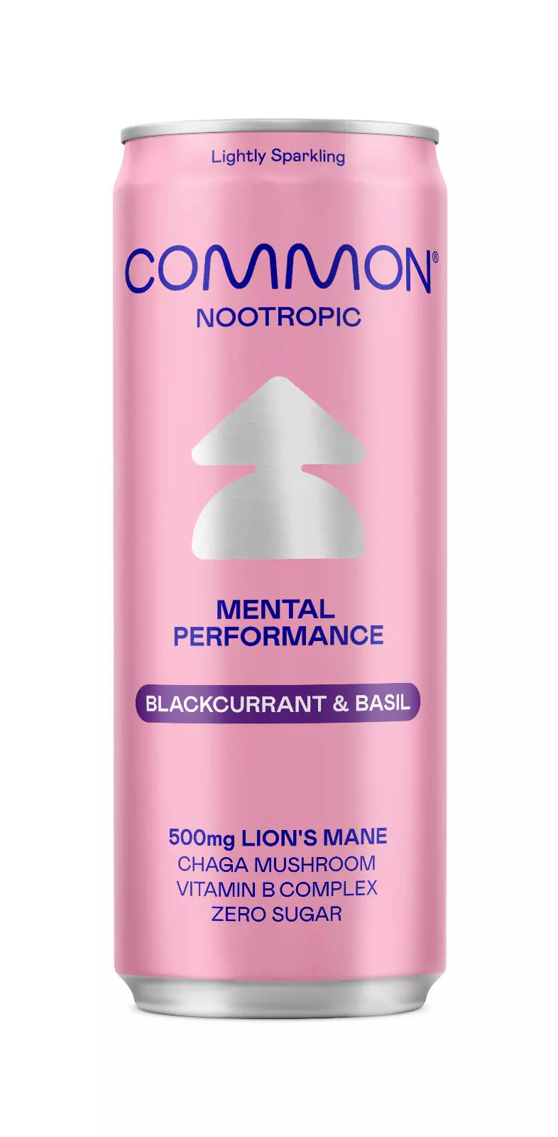 12 x COMMON 500mg Lion's Mane & Chage Vitamin Drink Blackcurrant & Basil Flavour - 330ml Cans