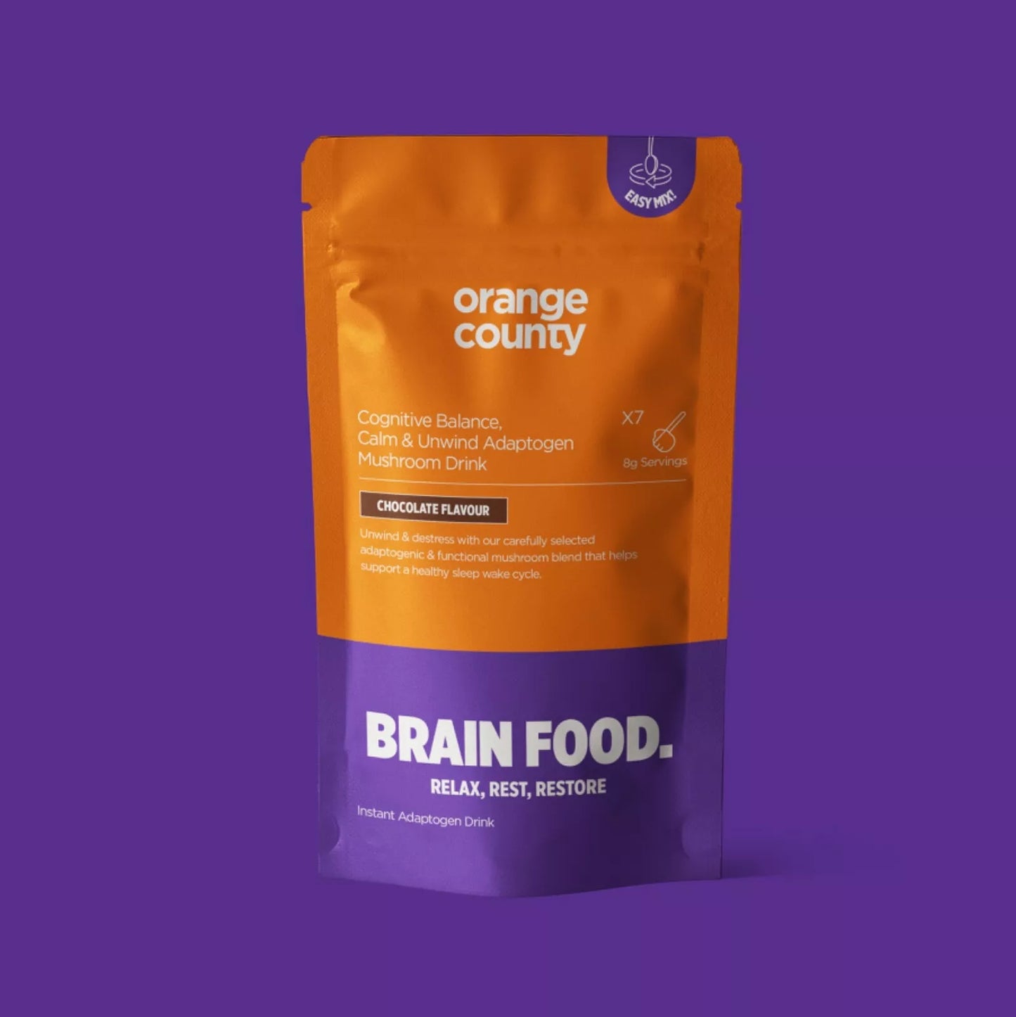 Orange County 90000mg BRAIN FOOD Calm & Unwind Chocolate Flavour Powder - 240g