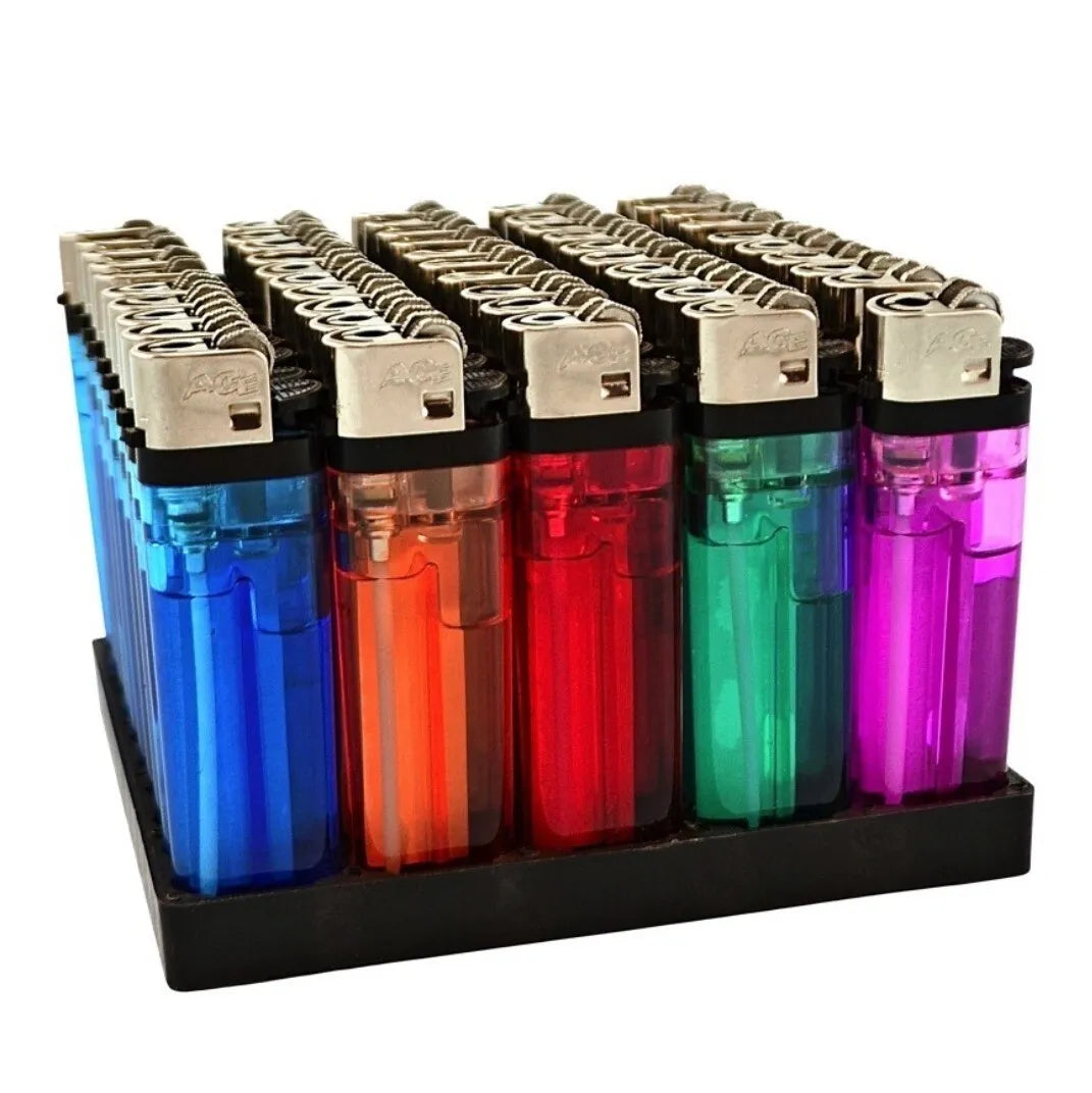 50 x 4Smoke DISPOSABLE LIGHTERS Adjustable Flame Child Safety Resistant Assorted Colours