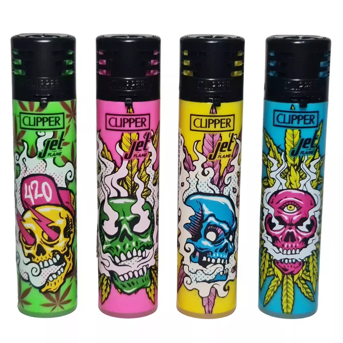 24 Clipper CKJ Classic Large Electronic Jet Flame High Skulls Lighters - CKJ3B061UKH