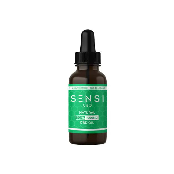 CBD oil bottle with dropper from Sensi CBD 1000mg Broad-Spectrum Tincture Oil