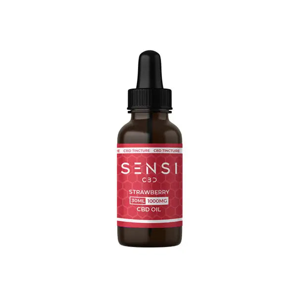 Strawberry CBD Oil Bottle from Sensi CBD 1000mg Broad-Spectrum Tincture Oil 30ml