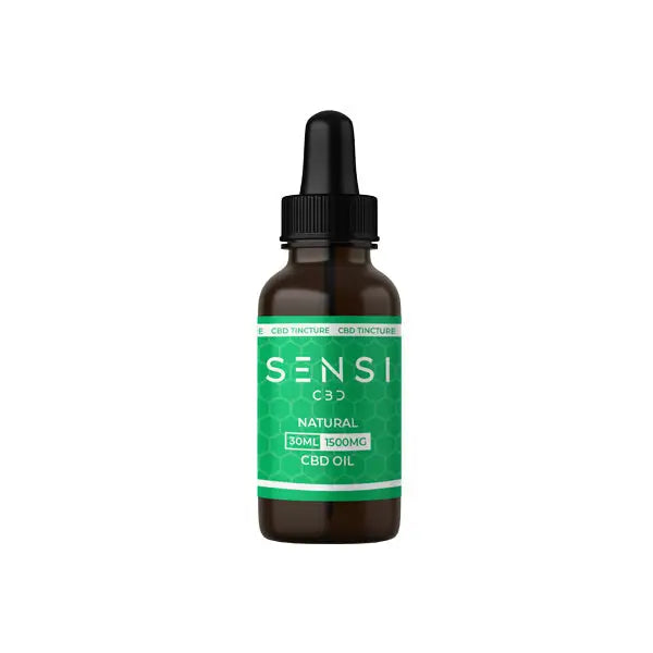 CBD oil bottle with dropper from Sensi CBD 1500mg Broad-Spectrum Tincture Oil