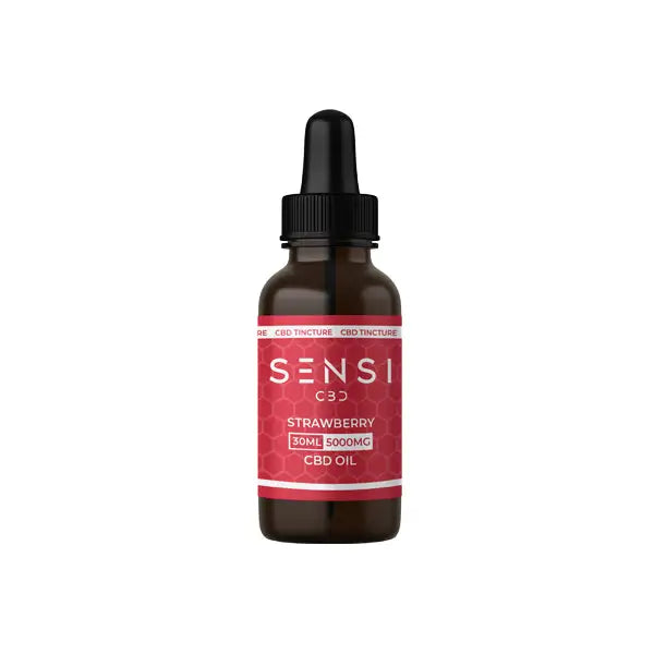 Bottle of Strawberry CBD Oil from Sensi CBD Broad-Spectrum Tincture Oil 30ml