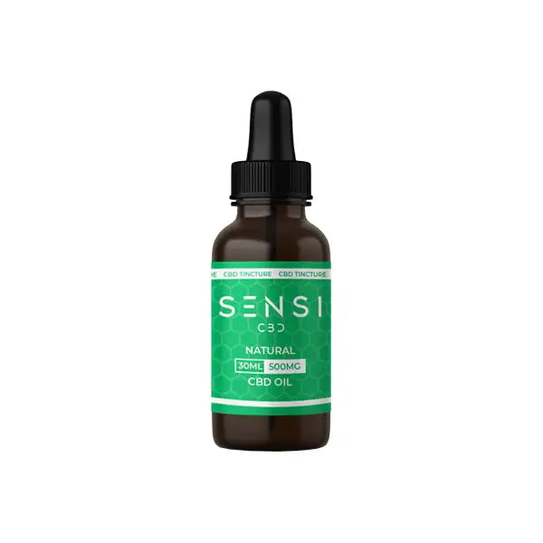CBD oil bottle with dropper for Sensi CBD 500mg Broad-Spectrum Tincture Oil 30ml