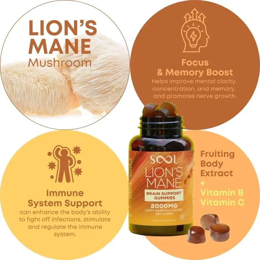 SOOL 2000mg Lion’s Mane Mushroom Brain Support Gummies - 60 Pieces - Fulfilment