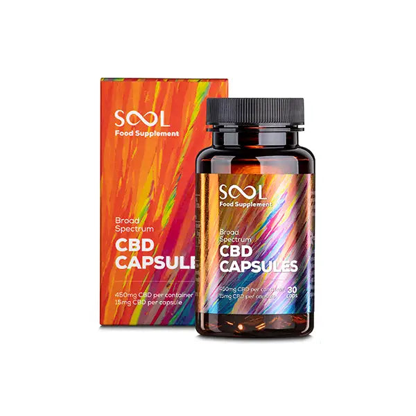SOOL 450mg broad Spectrum Soft Gel CBD Capsules - 30 Caps - CBD Products