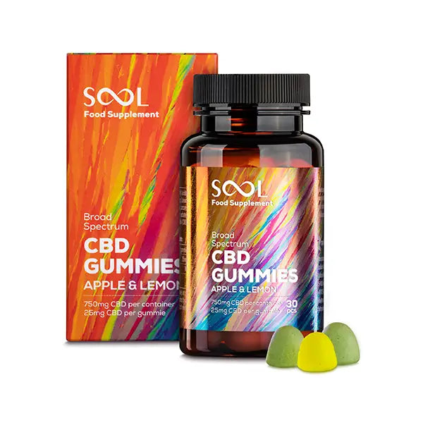 SOOL 750mg Broad Spectrum CBD Apple & Lemon Gummies - 30 pieces - CBD Products