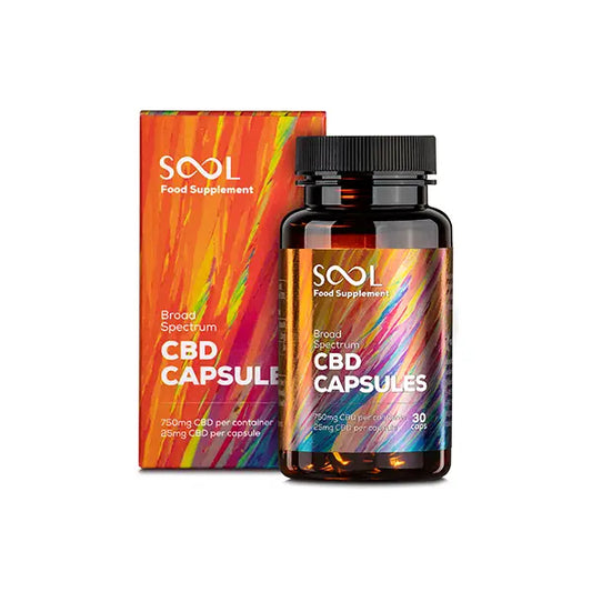 SOOL 750mg broad Spectrum Soft Gel CBD Capsules - 30 Caps - CBD Products