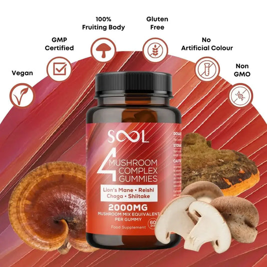 SOOL Mushroom Complex: Lion’s Mane Chaga Reishi Shiitake Vegan Gummies - 60pcs - Fulfilment