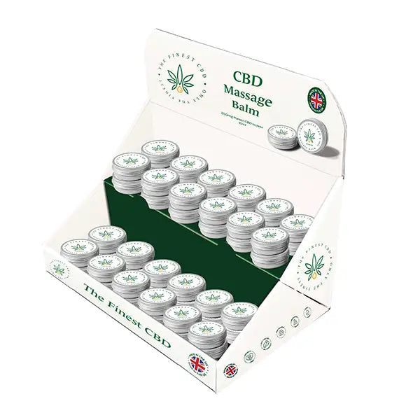 CBD massage balm display from The Finest Balm CDU Bundle with 48 units