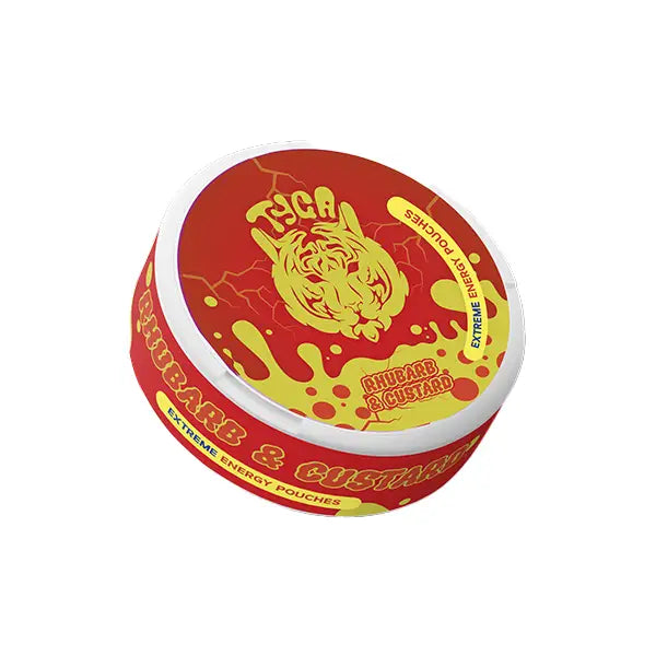 100mg Tyga Extreme Energy Caffeine Pouches - 20 Pouches - 5 Flavours - Fitness Supplement - Rhubarb Custard - Smoking