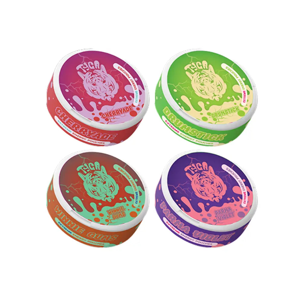 100mg Tyga Extreme Energy Caffeine Pouches - 20 Pouches - 5 Flavours - Fitness Supplement - Smoking Products