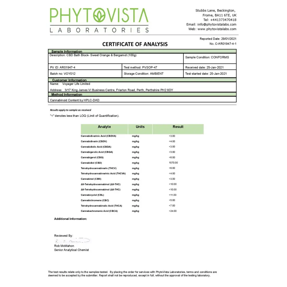 Voyager 100mg CBD Sweet Orange & Bergamot Bath Block - 100g - CBD Products