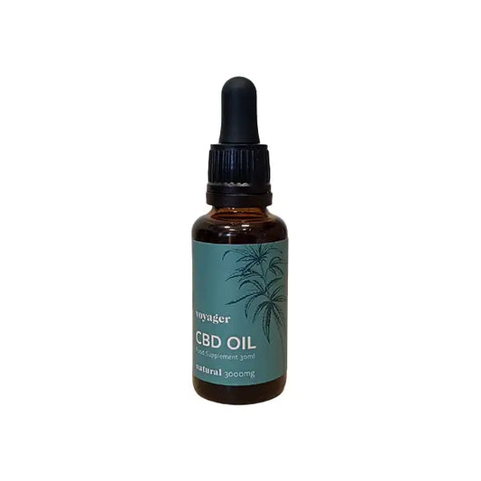 Voyager 3000mg CBD Oil 30ml bottle with dropper for wellness and relaxation
