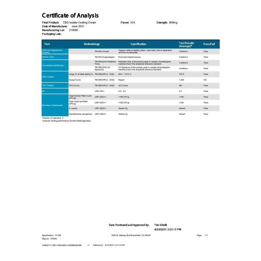 Voyager 500mg CBD Cooling Cream - 50ml - CBD Products