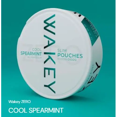 Wakey Zero Cool Spearmint Pouches - 20 Pouches For Fresh Breath Without Chewing Chewing Gum Alternative - Smoking