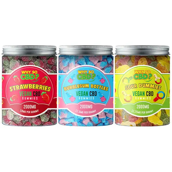 Why So CBD? 2000mg Broad Spectrum CBD Large Vegan Gummies - 11 Flavours - CBD Products