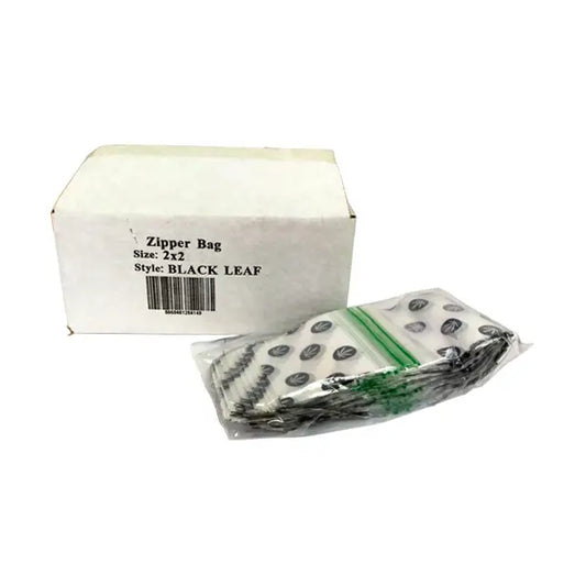Zipper Branded 2 x 2 Black Leaf Bags - Smoking Products