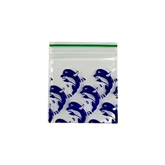 Zipper Branded 30mm x 30mm Purple Dolphin Bags - Smoking Products
