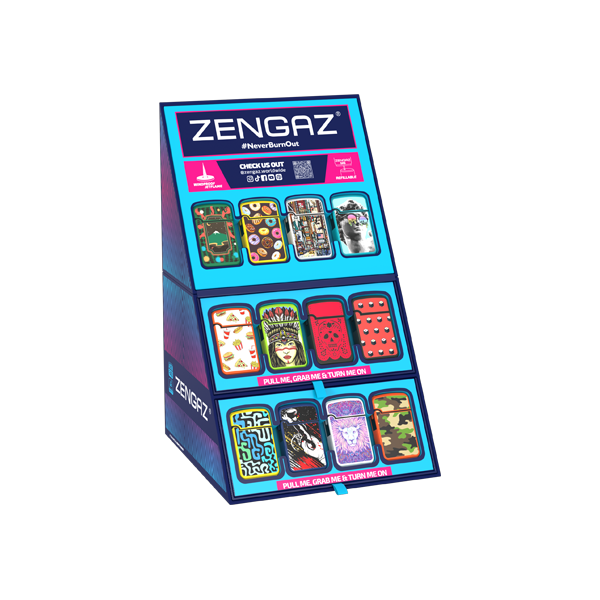 Zengaz Cube ZL-12 Royal Jet (EU-S7) - Jet Flame Lighters Bundle + 48 Lighters with Cube display stand