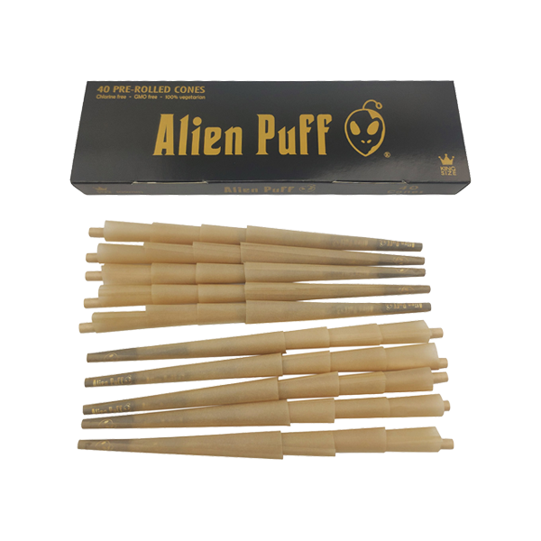 40 Alien Puff Black Gold King Size Pre Rolled 109mm Cones ( HP37 )