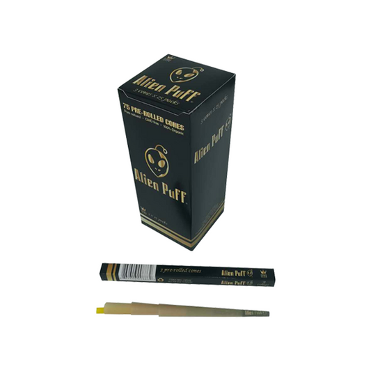 75 Alien Puff Black & Gold King Size Pre-Rolled Cones ( HP142 )