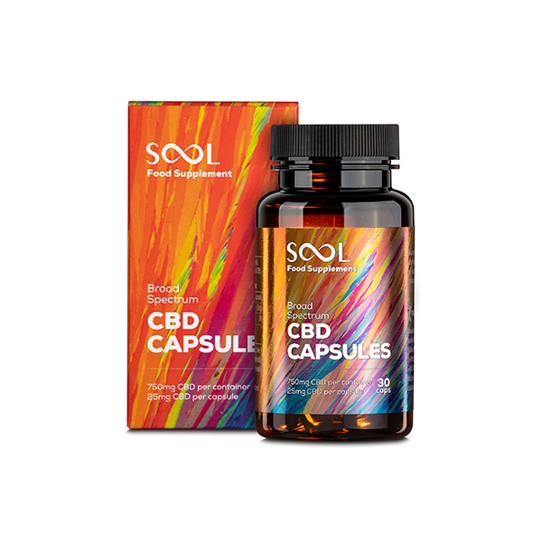 SOOL 750mg broad Spectrum Soft Gel CBD Capsules - 30 Caps