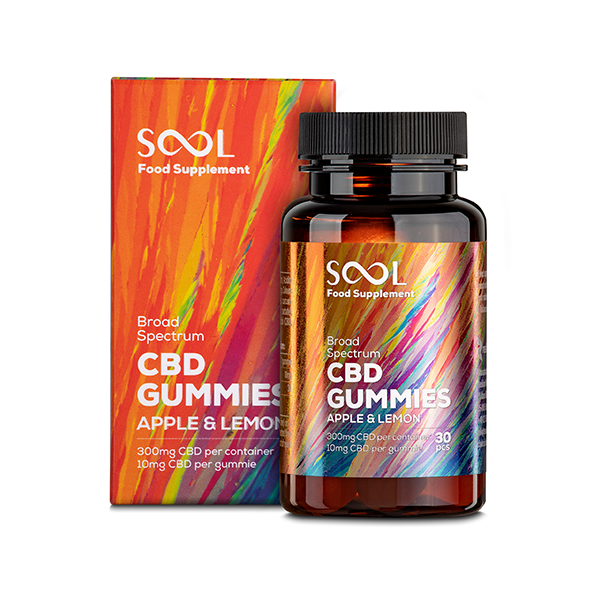 SOOL 300mg Broad Spectrum CBD Apple & Lemon Gummies - 30 pieces