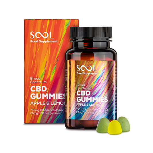 SOOL 750mg Broad Spectrum CBD Apple & Lemon Gummies - 30 pieces